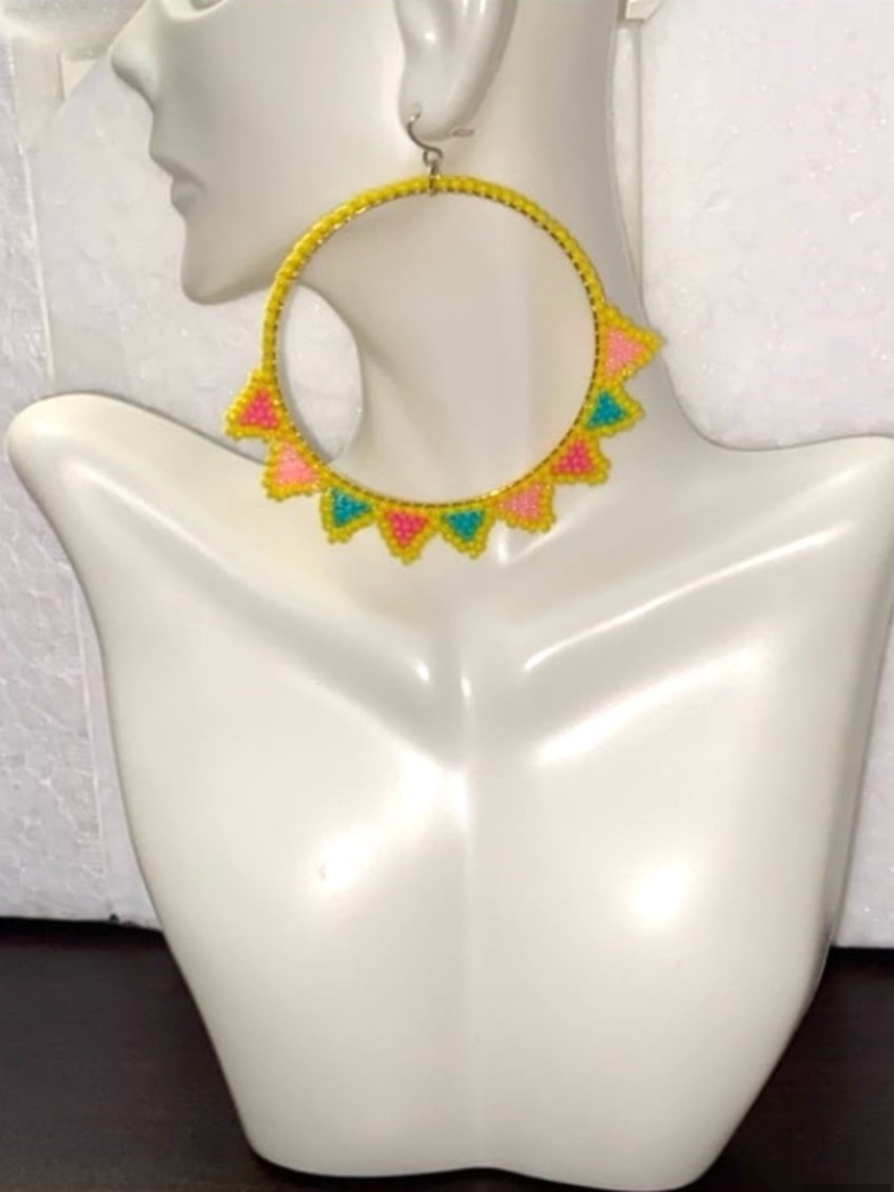 Handmade brick stitch Colorful Hoops beaded Earrings